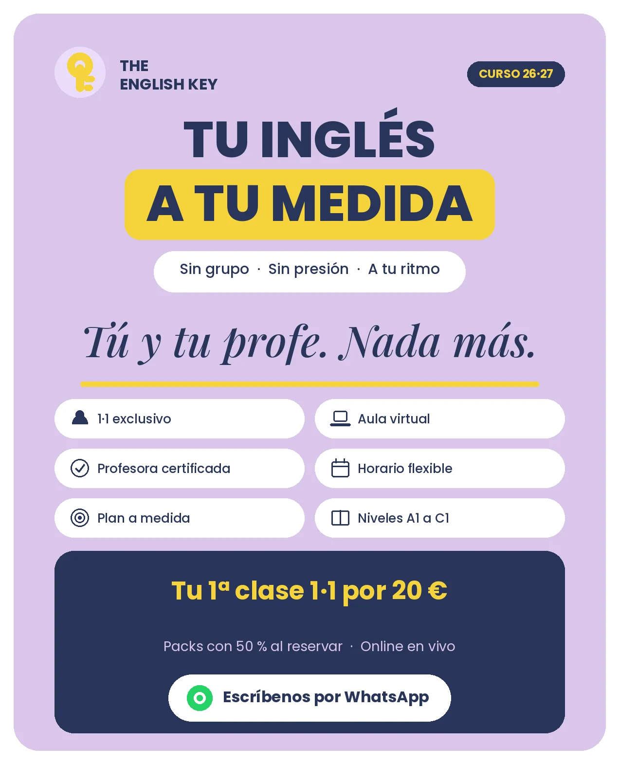 Clases particulares inglés 1 a 1